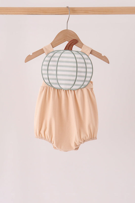 Khaki pumpkin applique bubble