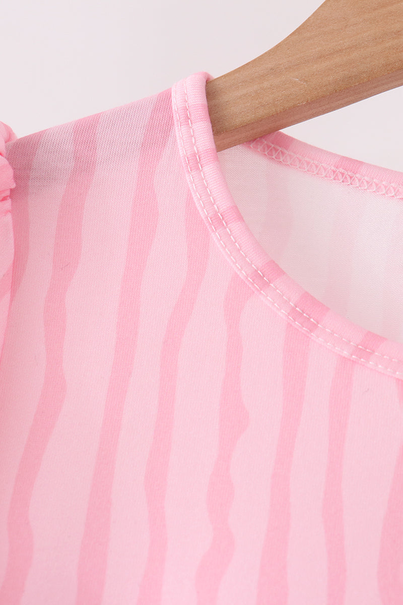 Pink ghost applique stripe pants set