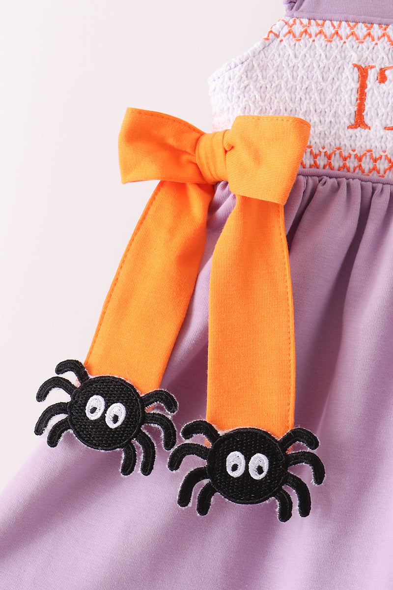 Purple spider smocked ruffle bloomer set