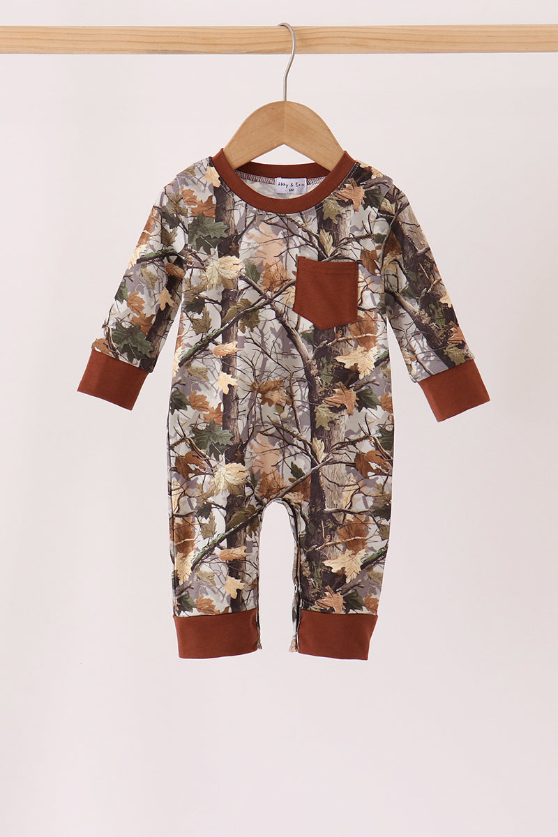 Camouflage tree pocket romper