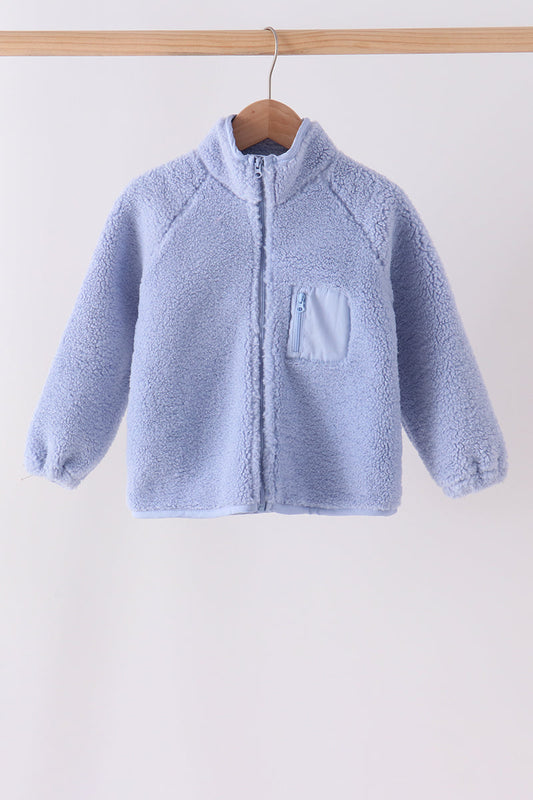 Blue fleece zipper jacket