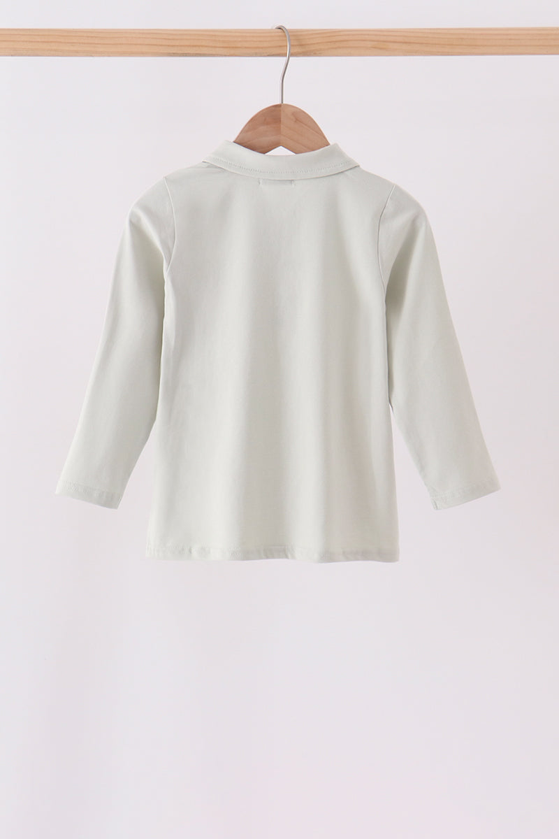 Sage turkey embroidery shirt