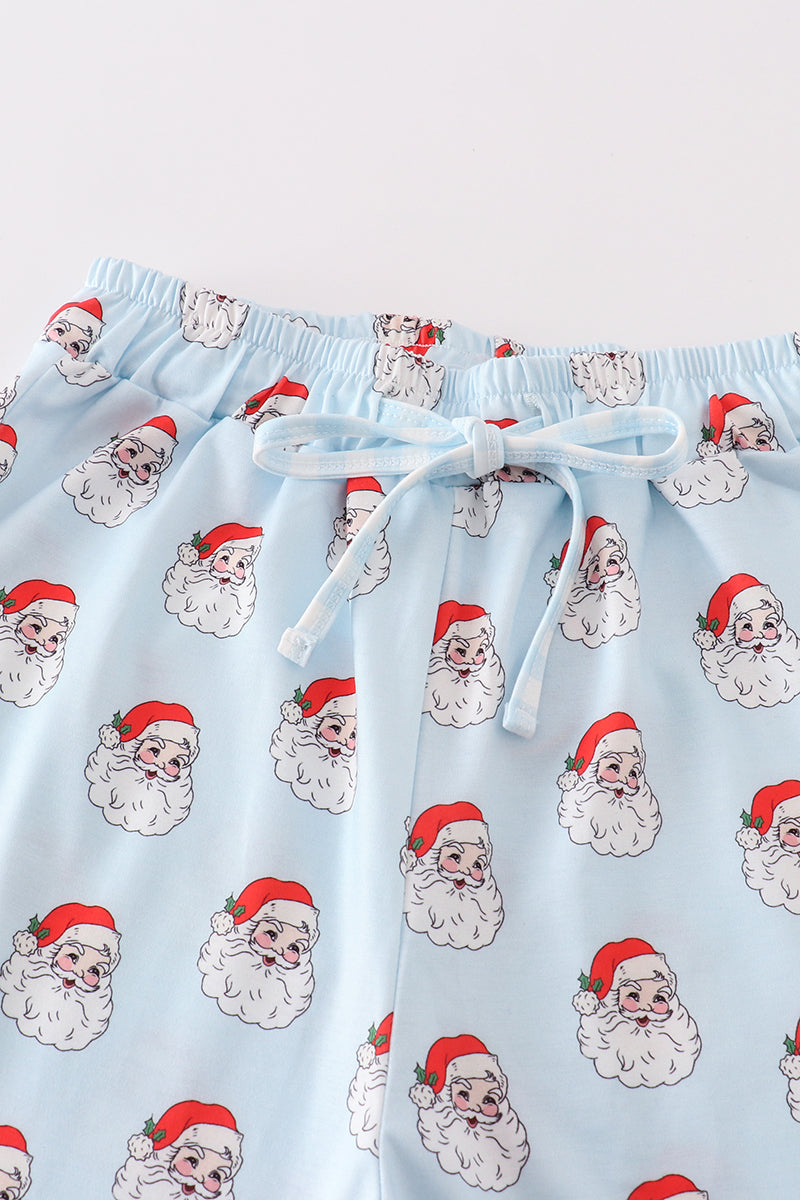 Blue santa print dad pajama pants