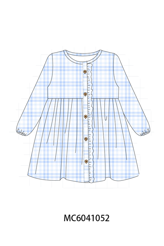 Blue Plaid Ruffle Dress
