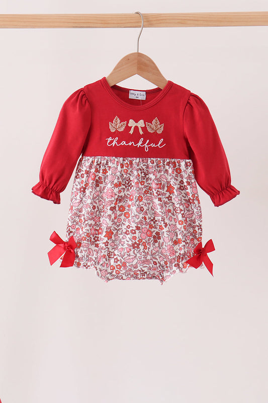 Maroon thankful floral leaves embroidey bubble