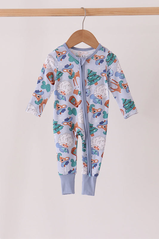 Blue Cowboy Bamboo Romper