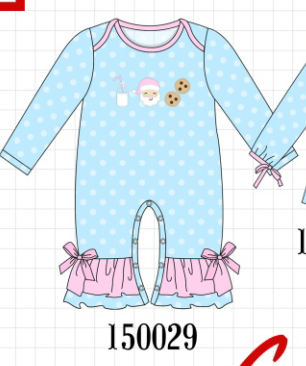 Blue Milk Santa Cookies Ruffle Romper