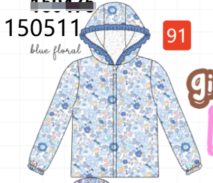 Blue Floral Ruffle Raincoat